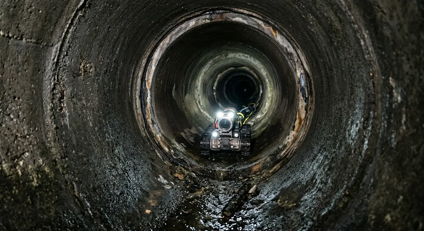 Robotic sewer camera inspecting pipe interior for Sewer Line Repair in Johnson City